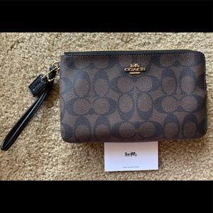 NWT COACH Signature PVC Double Zip Wallet